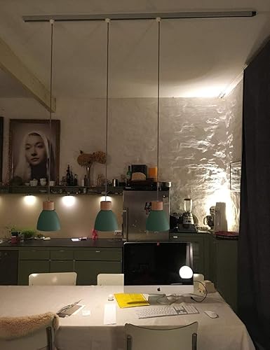 Miniatura 75 de Kiven Lámpara de pista tipo H, moderna luz colgante de pista de aureo, longitud ajustable, pedante de luz de pista para dormitorio, cocina, hogar