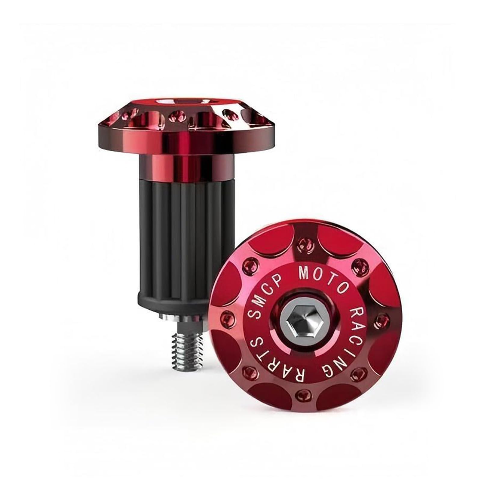 2 PCS Motorcycle Bar End Plug, Aluminum Alloy Handlebar Grip End Caps for Electric Car Scooters, Off-Road Motorcycles (Red)