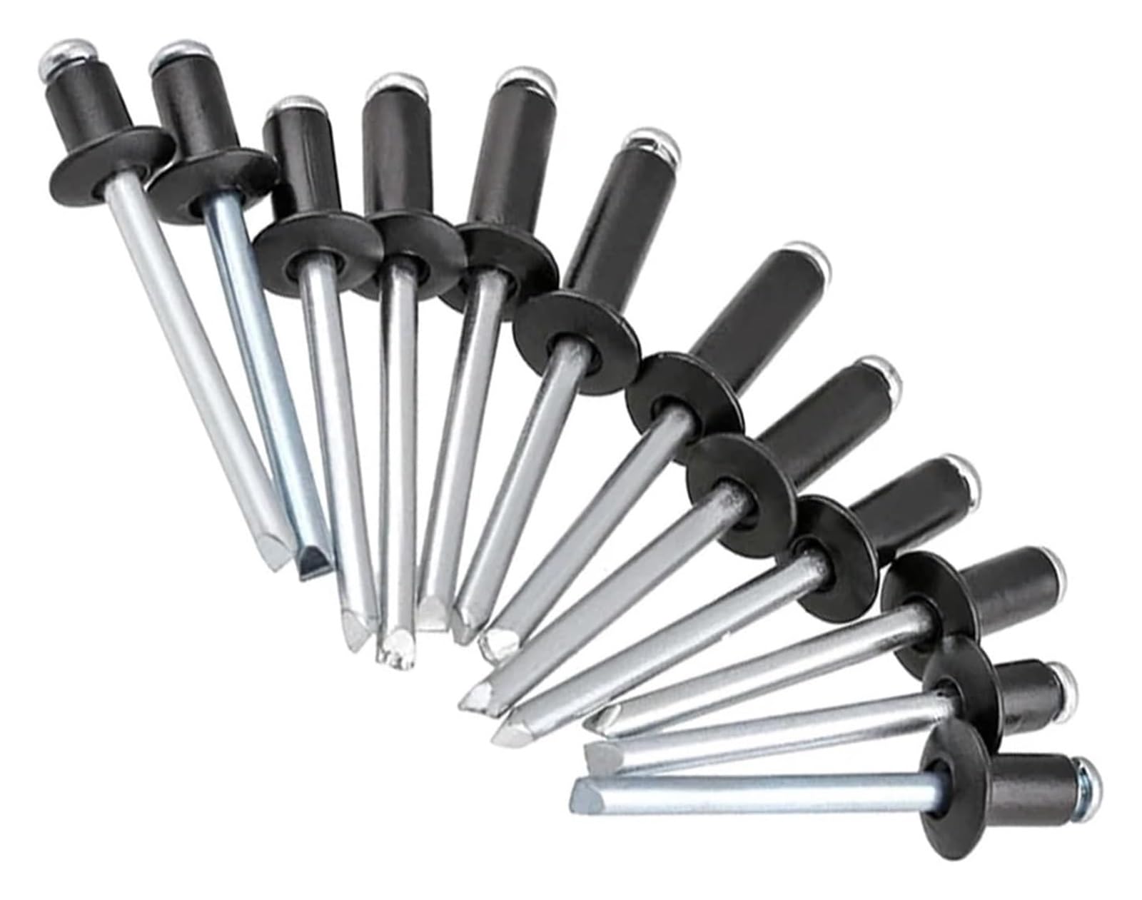 Rvets M2.4 M2.8 M3 M3.2 M4 M5 M6 Galvanoplastie Aluminium Noir Tête Ronde Rivet Tirer Ancre Tige en Acier Aveugle Mandrin Ancre D'échappement(10mm,M2.4 (100Pcs))