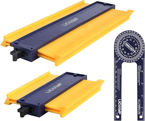 Lichamp Herramienta de perfil de calibre de contorno de 5 pulgadas y 10 pulgadas con transportador de sierra ingletadora de 7 pulgadas, herramienta