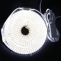 XUNATA Fehér LED Szalag 25m Kapcsolóval és Tápegységgel 220V IP65 Vízálló Flexibilis Világítás Konyha Lépcső Dekoráció 3