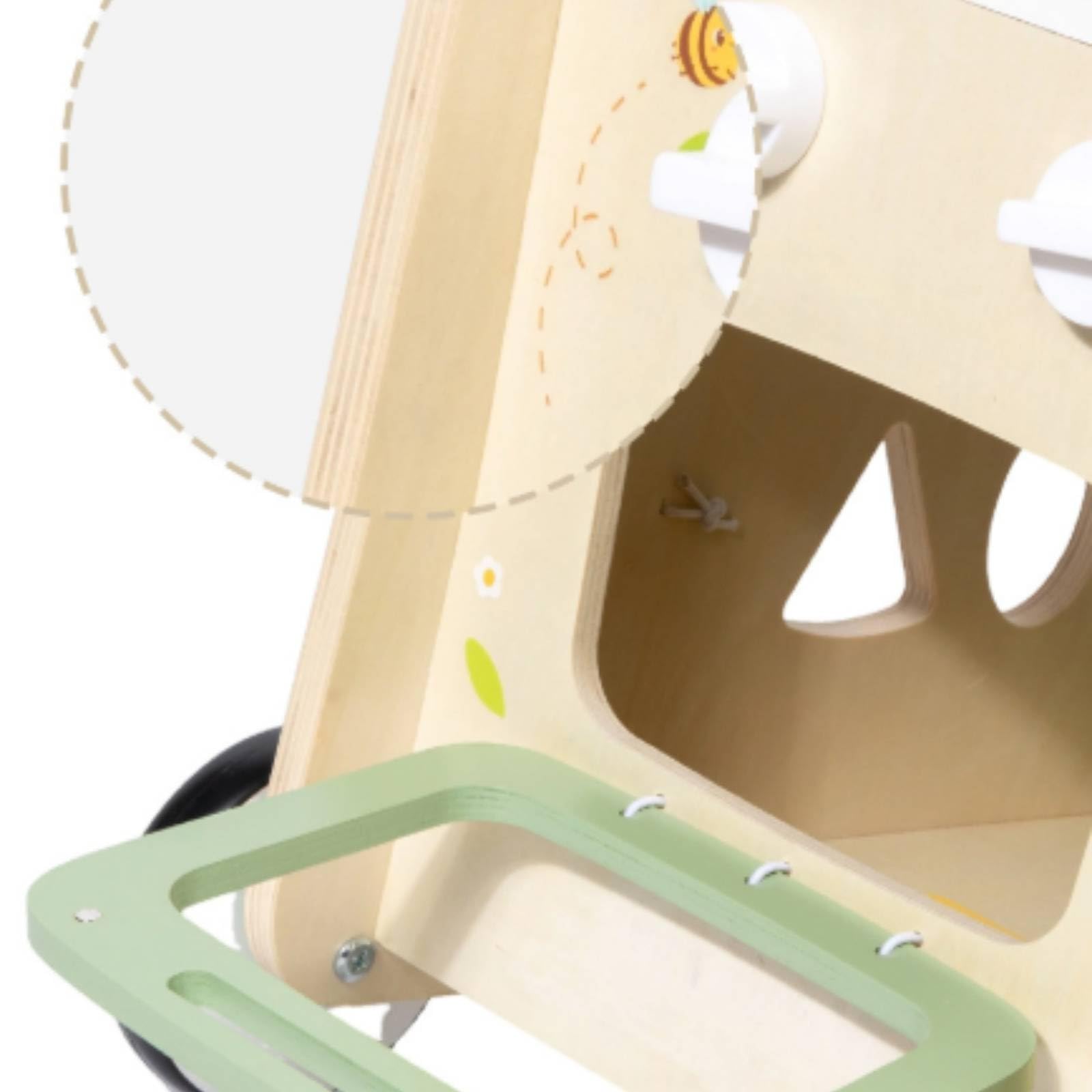 harayaa Kinder Lauflernwagen Holz Lernwagen Gehhilfe Spielwagen Küchen Spielaktivität Schiebewagen Rollbasis für Kleinkinder Zuhause Krabbelalter Vorschule