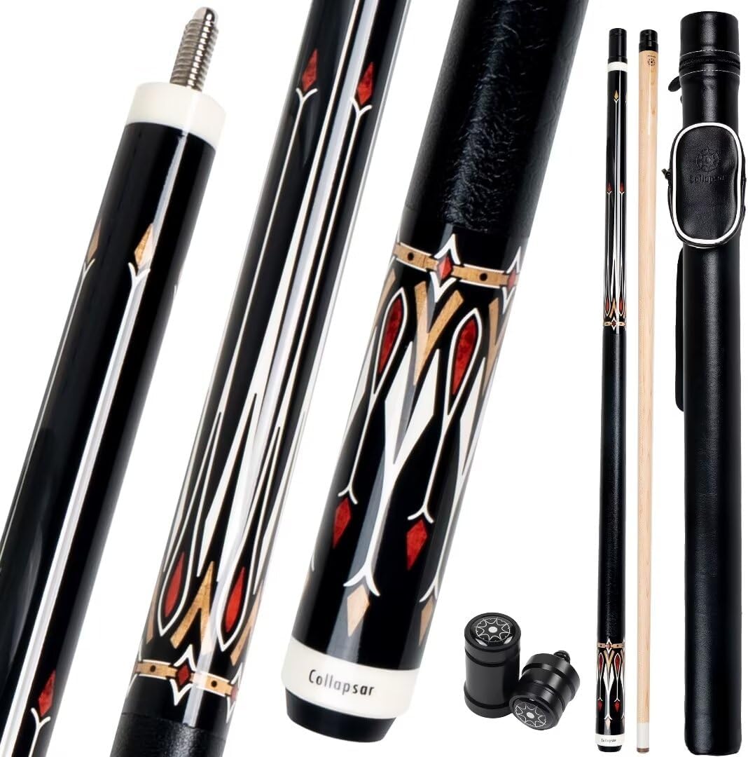 Collapsar CA Pool Stick with 1X1 Hard Case,58" Maple Professional Billiard Cue Stick,19-21 oz Pool Cue Set