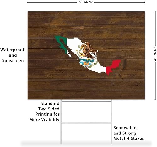Miniatura 3 de Mexico Yard Sign Two Sided Print Corrugated Plastic Sign Country Outline Fade Resistant Ink Blank Yard Signs with Stakes 18x24 Custom Lawn