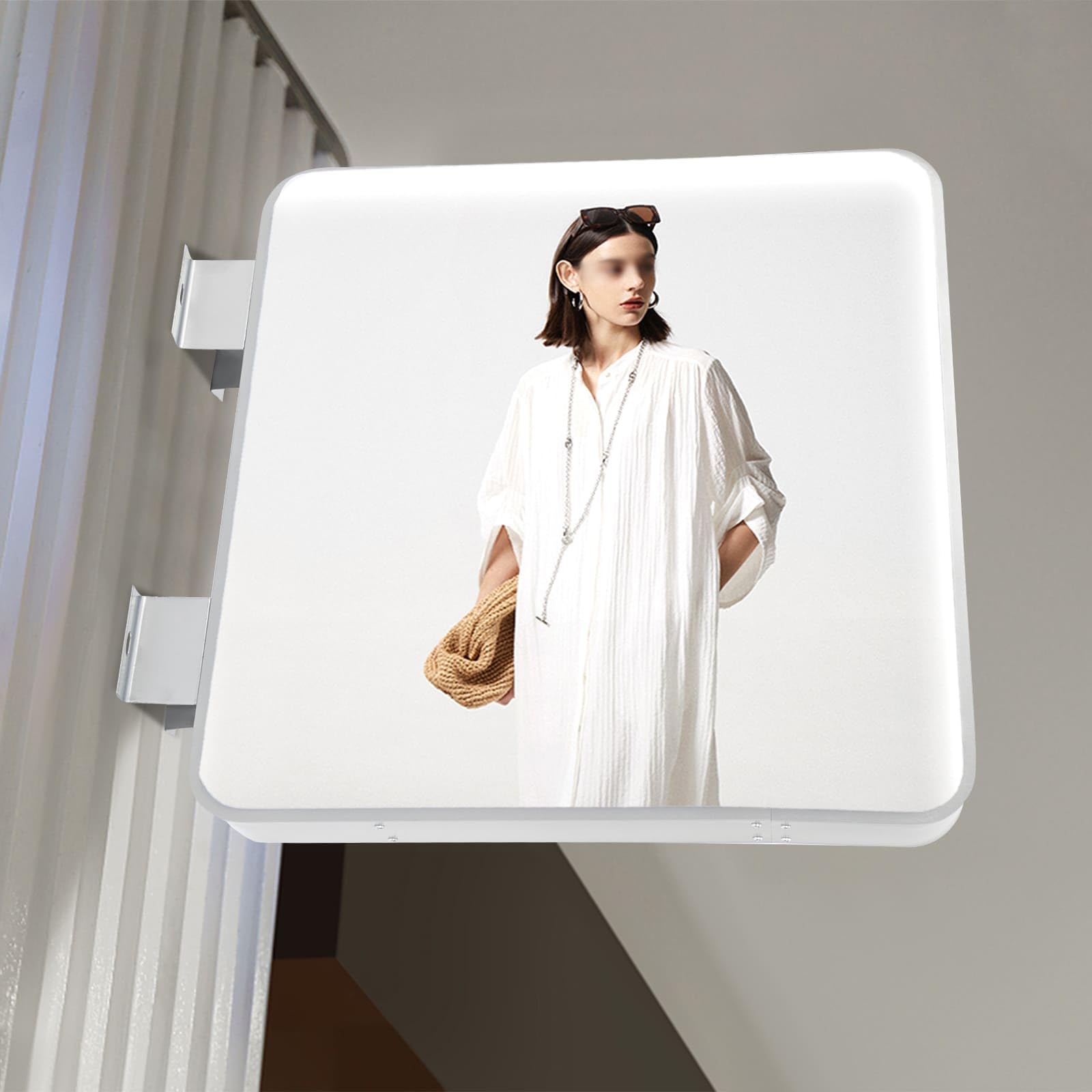 Panel publicitario luminoso LED, caja de luz LED cuadrada doble cara, 60 cm, IP65, aleación de aluminio y acrílico, para restaurantes, tiendas y peluquerías