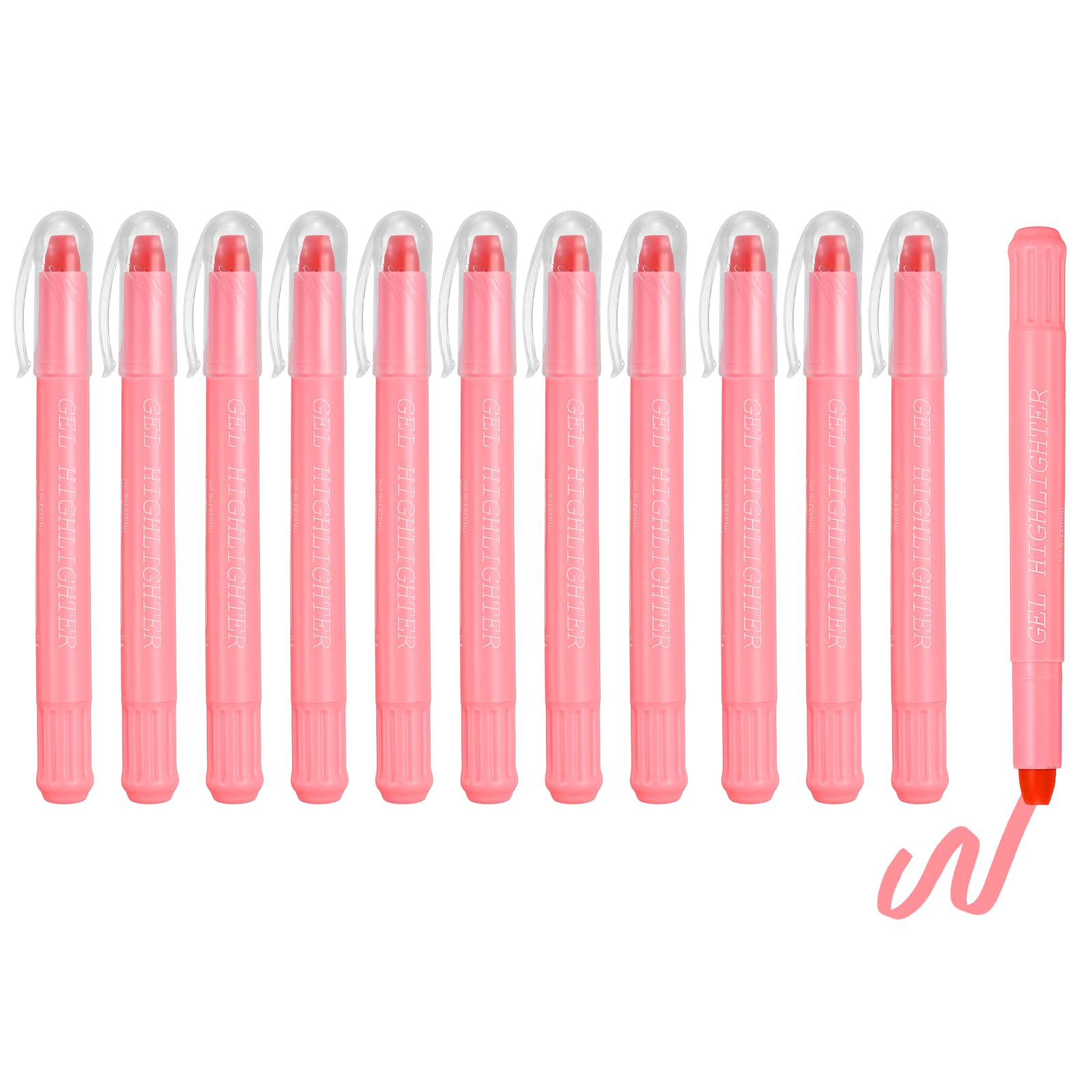PATIKIL 12Pack Gel Highlighters, Highlighters Pens Wax Crayon Neon Clear View Bright Marker Pen Twist Up Gel Stick Cute Pastel for Home Office Study Journaling Supplies, Peach Pink