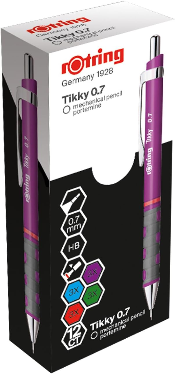 rOtring Tikky Mechanical Pencil, HB, 0.7 mm, Assorted Colours, Box of