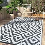 CHOSHOME Outdoor Rug Waterproof Garden Rug 120x180CM Lightweight Patios Mat UV Resistant Portable Carpet Easy Cleaning Rugs Outdoor Indoor Recycled Plastic Balcony Rugs for Picnic Beach BBQ Grey