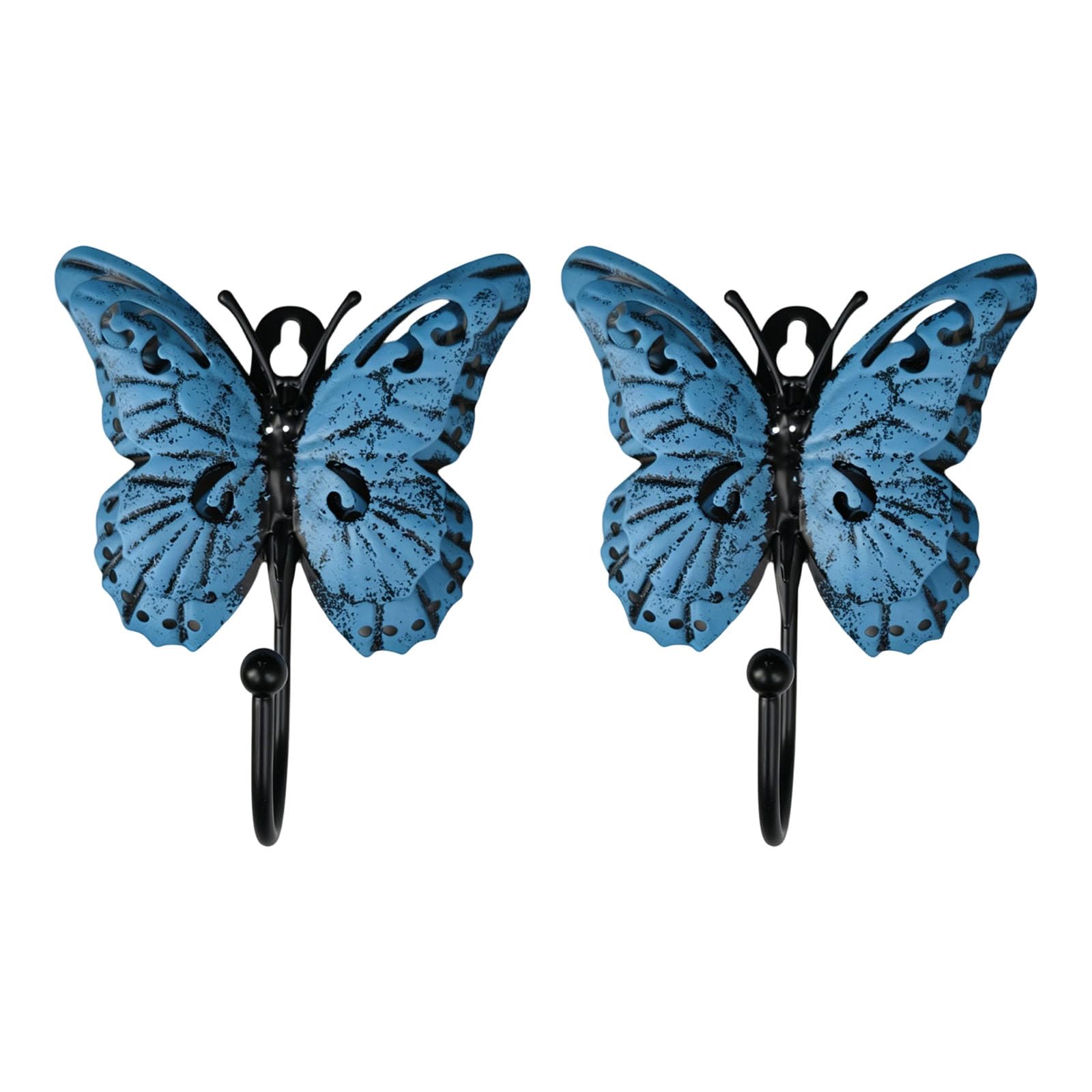 Alloneslife Blue 2Pcs Decorative Butterfly Wall Hook Metal Hook For Hanger Keys Scarves Hats In Kitchen Or Bathroom Small Wall Fasteners