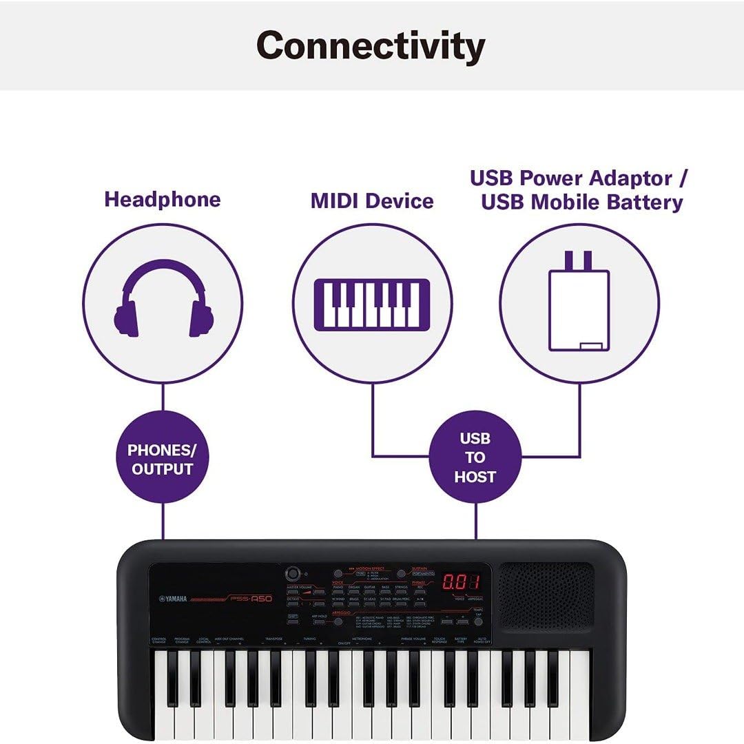 Kit Tastiera 37 Tasti per YAMAHA PSS-A50 con Borsa e Alimentatore - Ideale per Bambini e Studenti