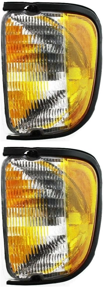 Corner Light 2 Set of Signal Left Driver Side Plastic Lens Clear Amber Lamp Hand for Ford