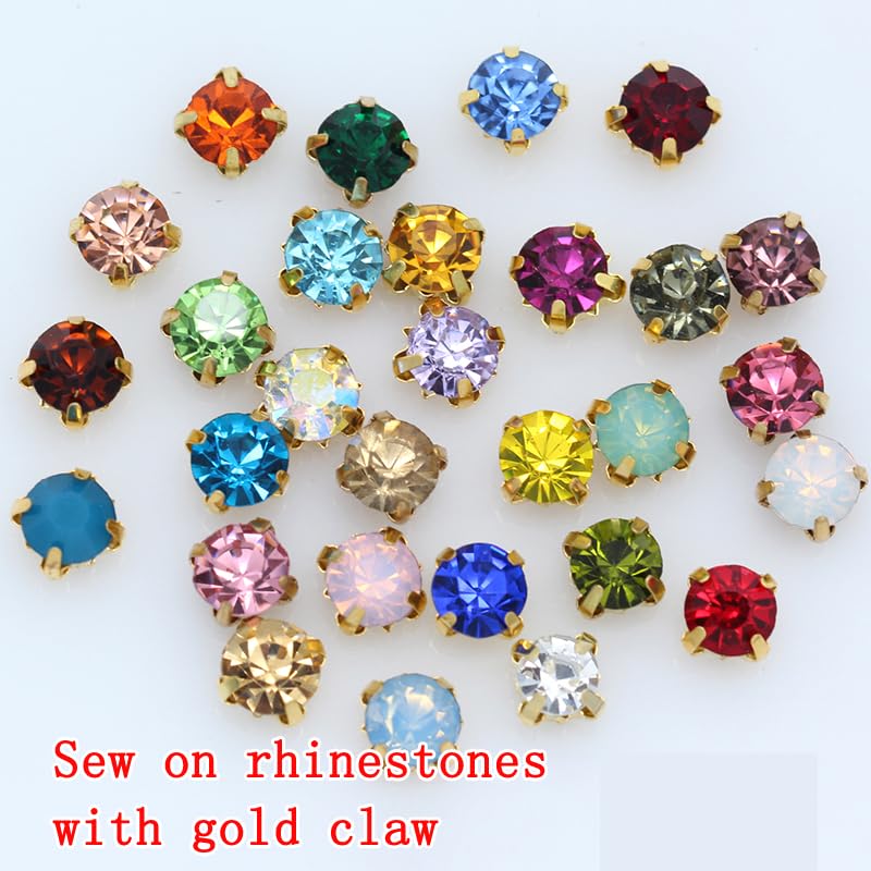 100Pcs 4Mm Colors Gold Claws Sew On Round Rhinestones For Needlework Diy Glass Crystals Stones Clothes Wedding Dress Crafts - (Color: Dark Amethyst/Size: 4Mm)