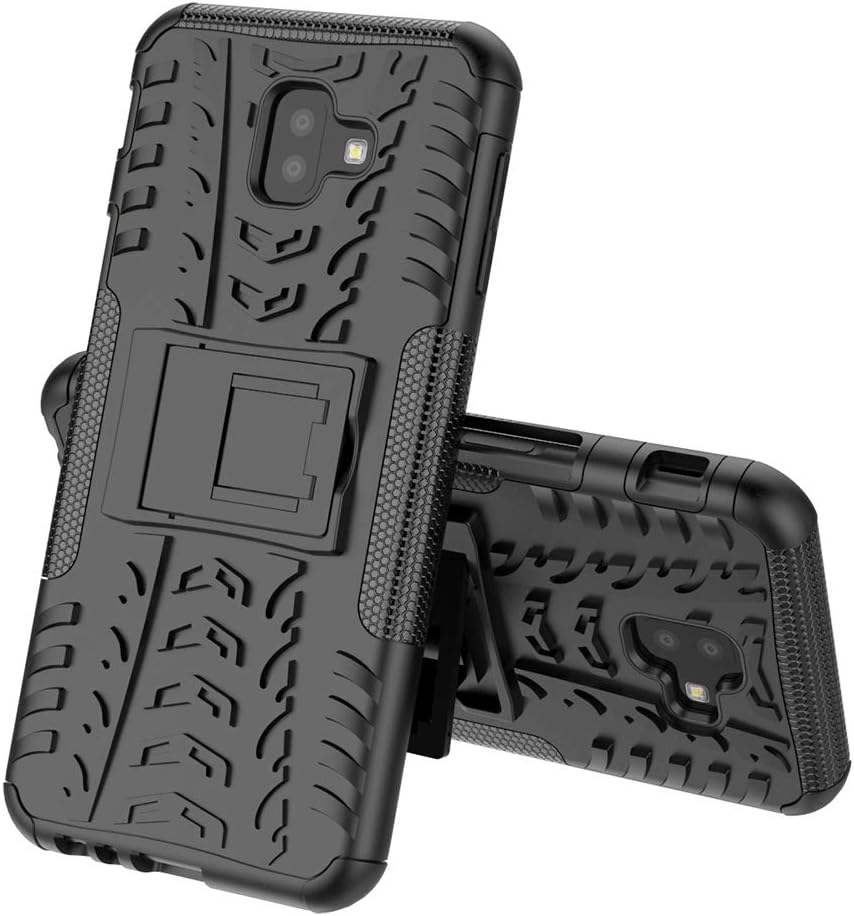 Galaxy J4+ / J4 Plus SM-J415G Case, Lacass [Shockproof] Tough Rugged Dual Layer Protector Hybrid Case Cover with Kickstand for Samsung Galaxy J4 Prime /J4+ / J4 Plus (Black)