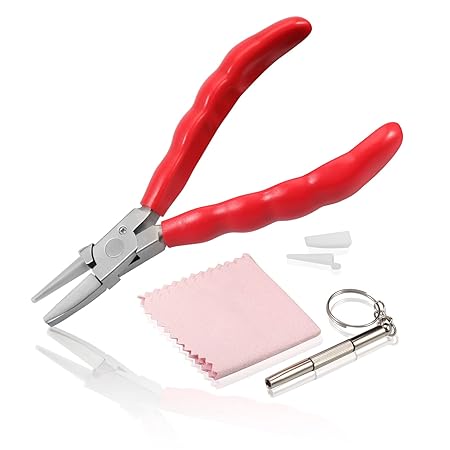 LEONTOOL 6 Inches Half Round Pliers Nylon Jaw Eyeglasses Frame Pliers Eyeglasses Repairing Plier Adjusting Eyeglass Arms Frame Pliers Optical Hand Tool with Screwdriver and Glasses Cloth