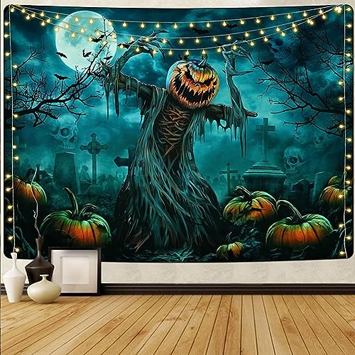 Proumhang Tapiz de Halloween,Horror Tema Cráneo Fantasma Calabaza Linterna Telón de Fondo,Halloween Fotografía Fiesta Decoración Mural Decoración de la pared 95cm x 73cm Estilo 1