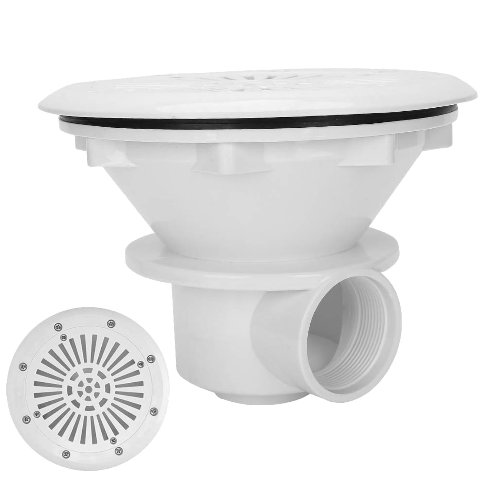 G2 DN50 Pool Bodenablauf Set Ø 50 mm, Bodenablauf PP mit Deckel für Pools | inkl. Flansch, Dichtungen & Schrauben I Bodenablauf aus ABS Kunststoff I für Anschluss an die Verrohrung Ø 50mm