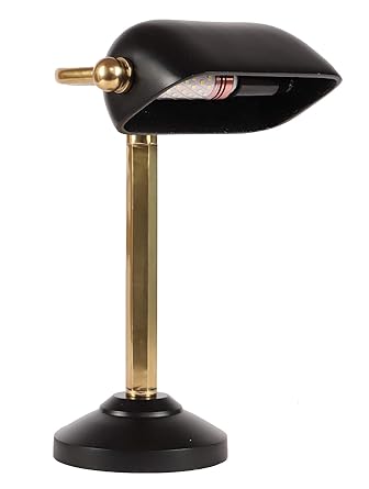 Decor de Maison Handcrafted Banker's Adjustable Study Table Lamp (Gold/Black) for Study Table Office Desk Table Decor Home Decor and Lighting Decoration (17 inch Height)