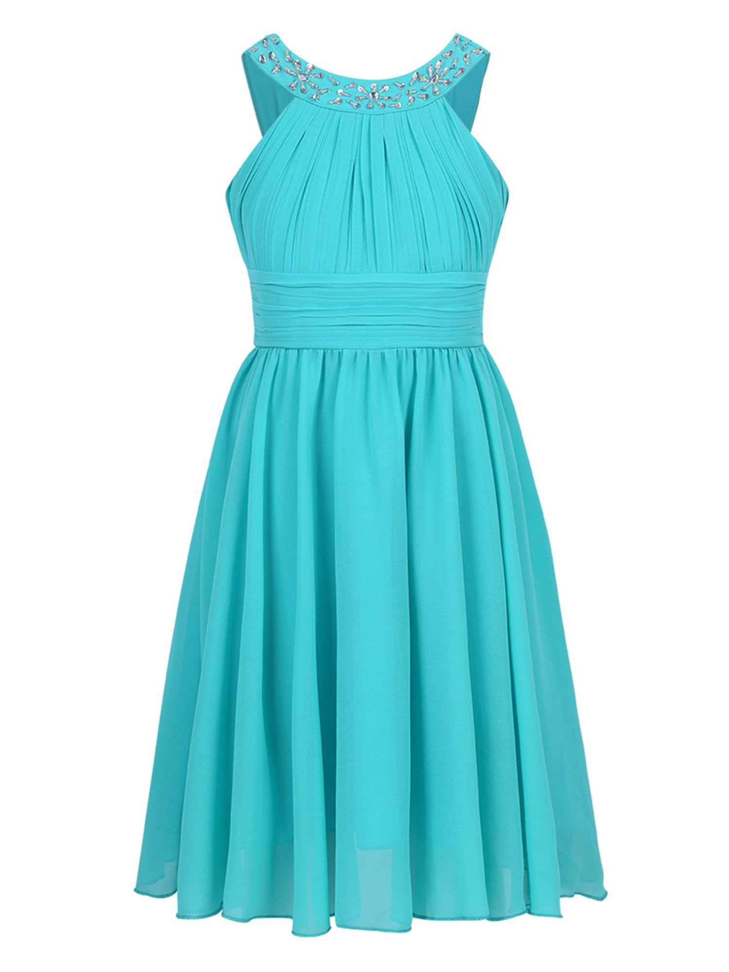 IEFIEL Vestido Lentejuelas de Fiesta para Niña Vestido Corto de Gasa Plisada Elegante Vestido de Ceremonia para Partido Cumpleaños Boda de Noche 6-16 Años