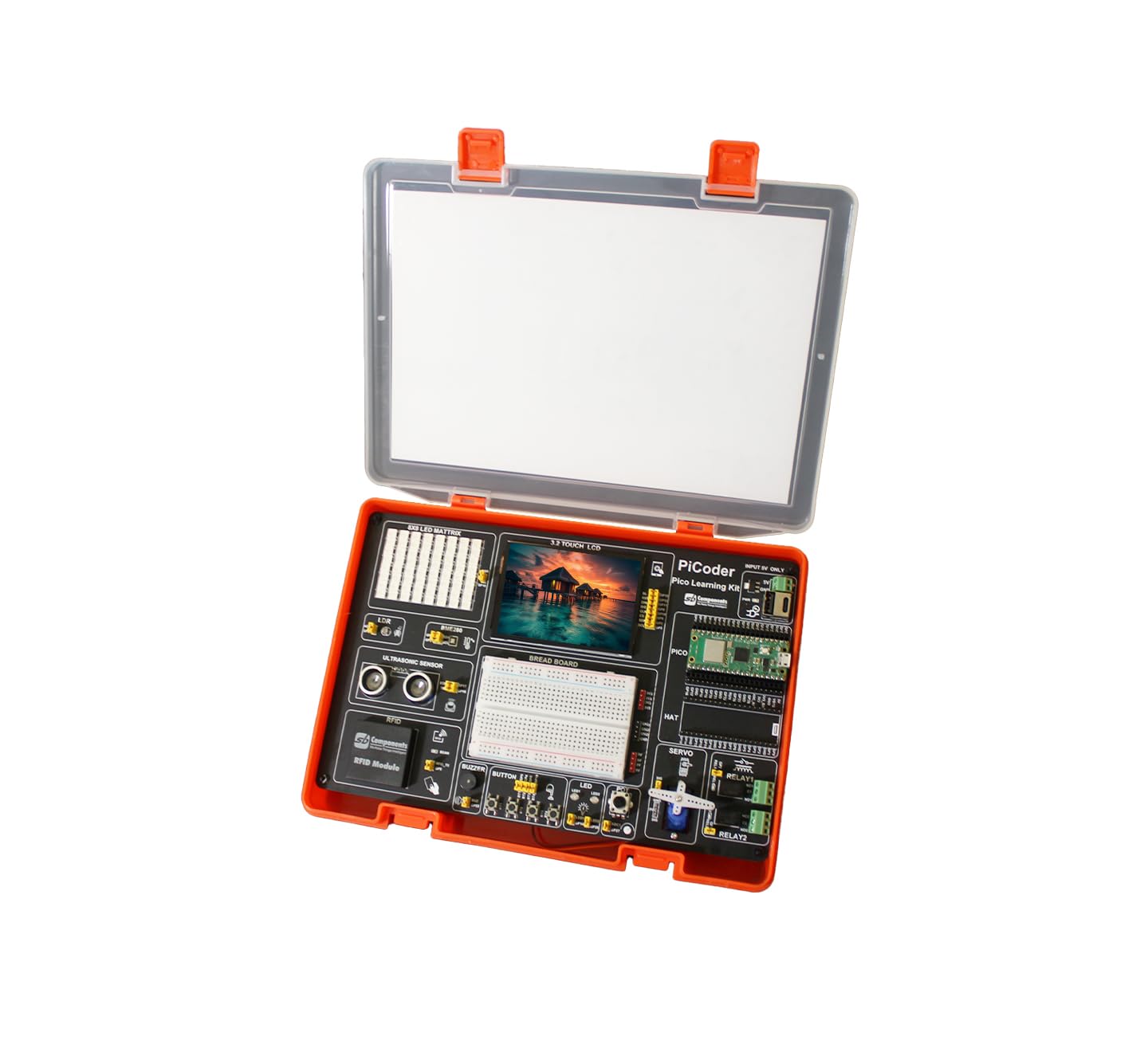PiCoder Raspberry Pi Pico Kit Compatto FAI DA TE per Programmazione e Apprendimento Python, Codifica Grafica ed Elettronica STEM - LCD 3.2" Incluso