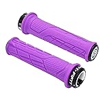 FIFTY-FIFTY Mountain Bike Handlebar Grips, Single Lock-on MTB Grips, Comfortable and Lock On, Non-Slip Bicycle Handle, Fit for All Mountain, Enduro, Downhill (Purple)