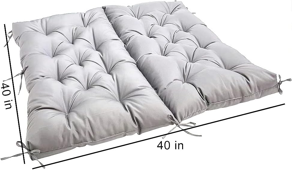 Srutirbo Outdoor/Indoor Swing Replacement Cushions 3 Seater, Waterproof Bench Cushion with Backrest, 40"x40", for Garden Patio Furniture (Light Grey)