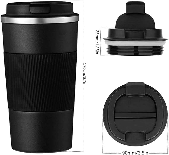 Coffee Cup, Vacuum Reusable Leakproof Double Wall Coffee Cup, Insulation Stainless Steel Eco-Friendly Travel Office Mug for Hot Coffee Tea and Cold Drinks, 17oz/500ml, Green