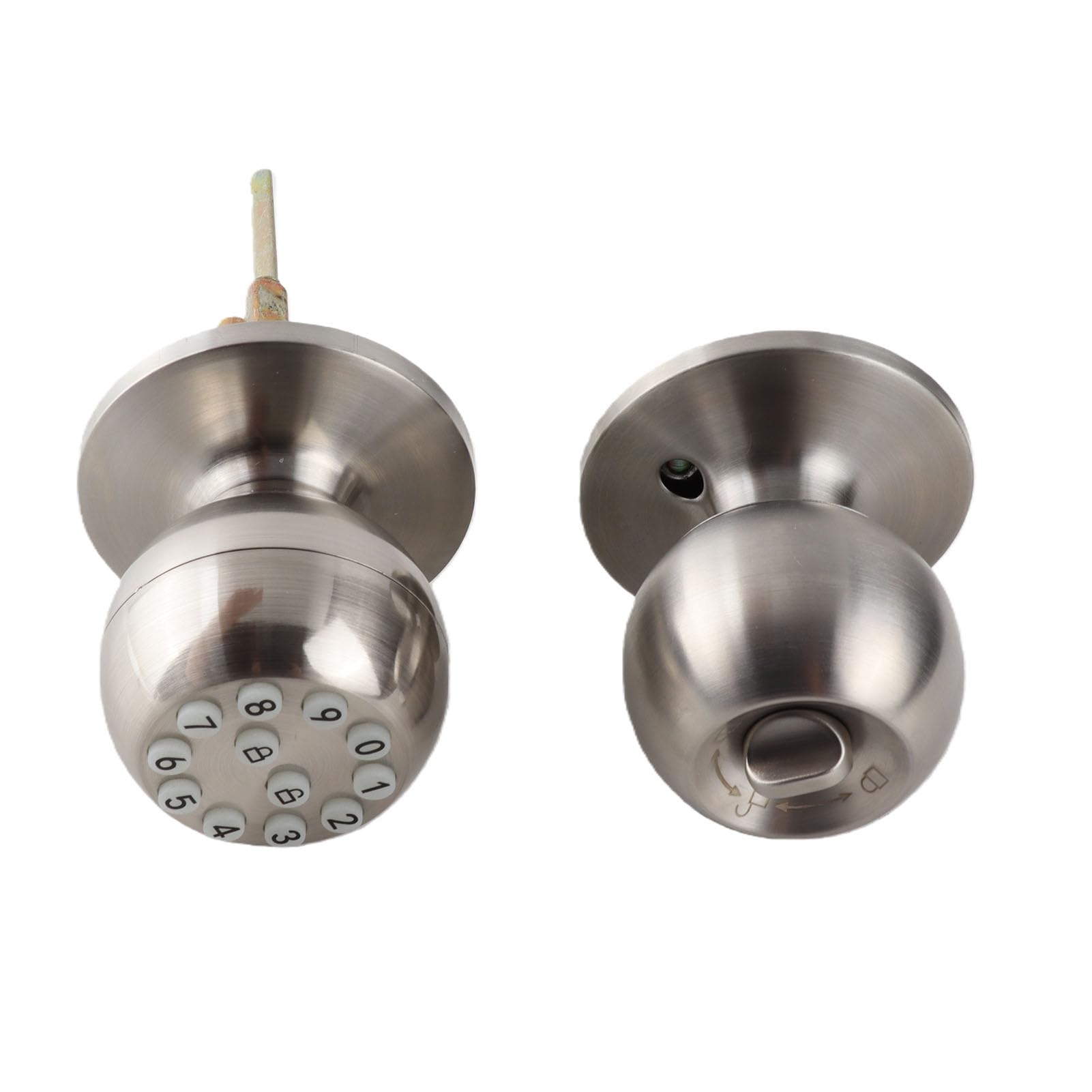 Maniglia Elettronica con Tastierino E Chiave per Porte Da 35-55Mm argento | Design Sferico in Metallo, Ideale appartamenti Uffici, Meccanismo di Blocco Sicuro, Finitura argento Elegante