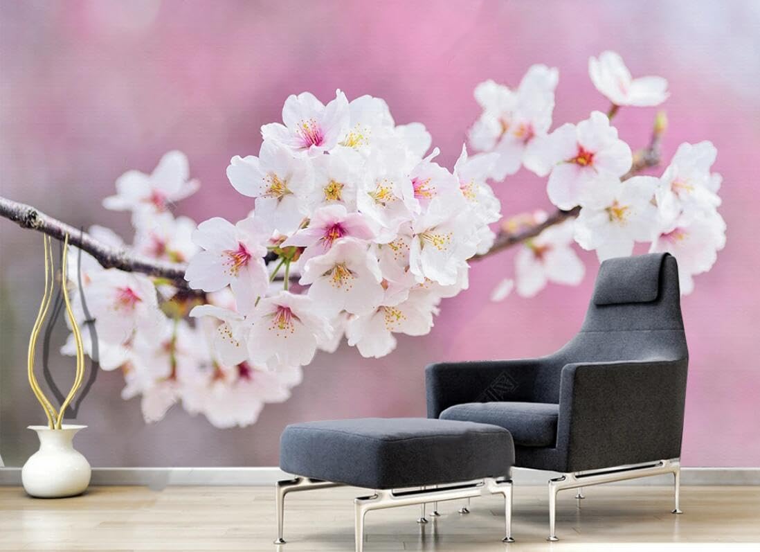 Papier peint intissé panoramique fleur de cerisier pour chambre zen