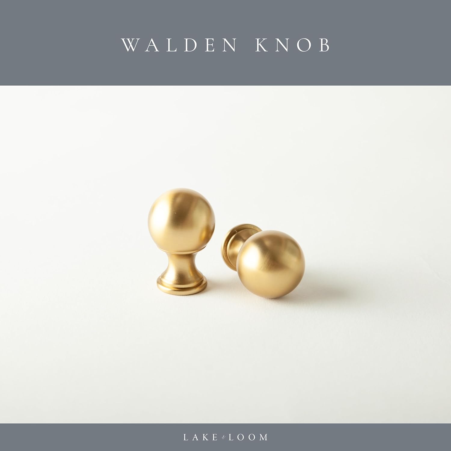Lake & Loom 10-Pack Walden Brushed Brass Cabinet Knobs – Gold, Solid Zinc Alloy, Kitchen, Bathroom, Dresser Drawers, Furniture Hardware
