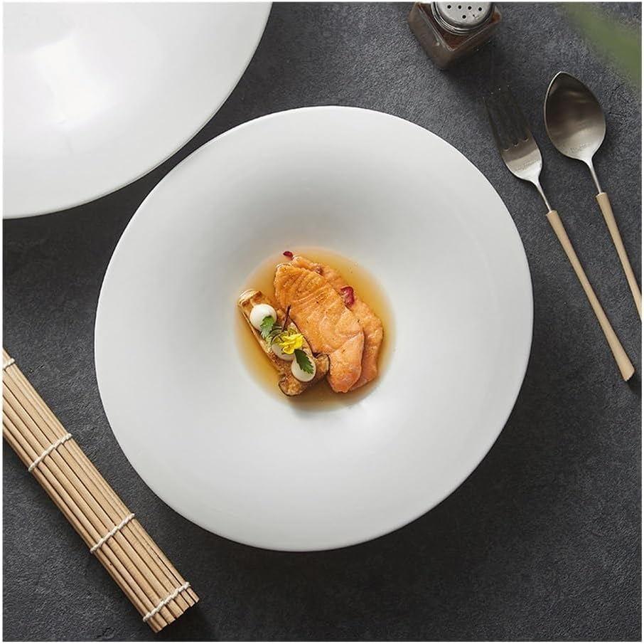 Dinner Plates Thick White Ceramic Serving Plate - Sushi Salad Pasta Soup Dish(31.3cm)