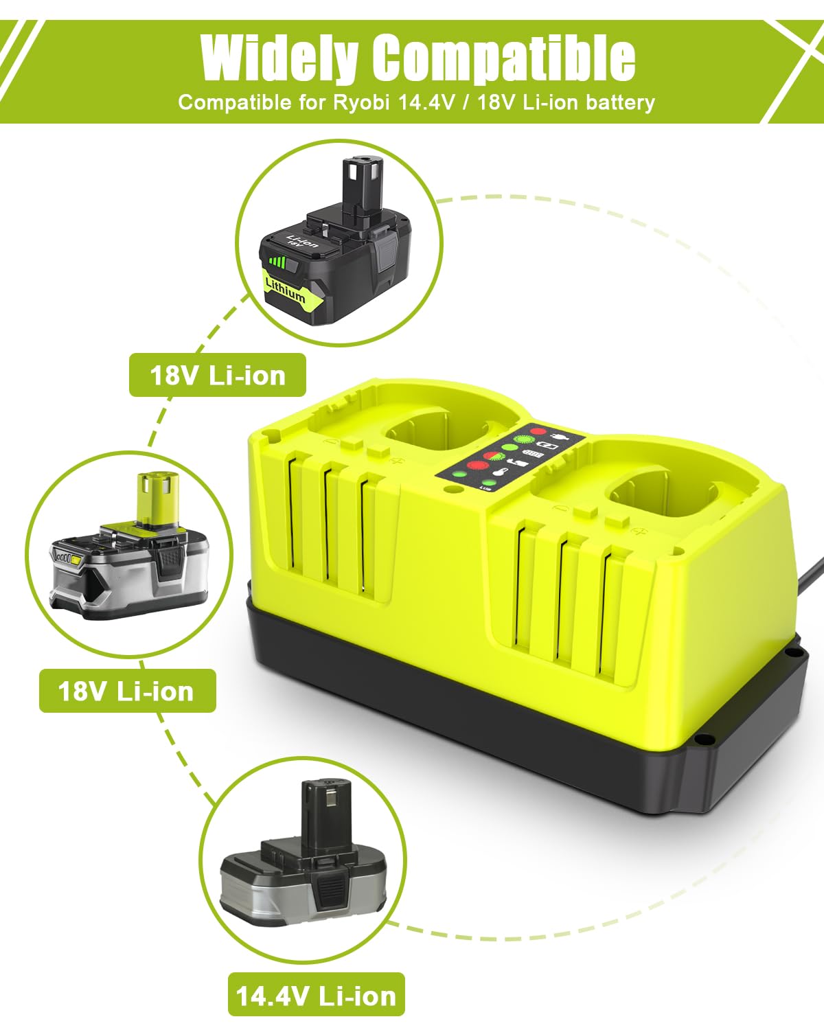 Confezione da 2 batterie di ricambio da 7,0 Ah per batterie al litio Ryobi P108 da 18 V + 2 porte P117 18 V caricabatterie compatibile per Ryobi ONE+ batteria P100 P102 P103 P105 P107 P108 P118
