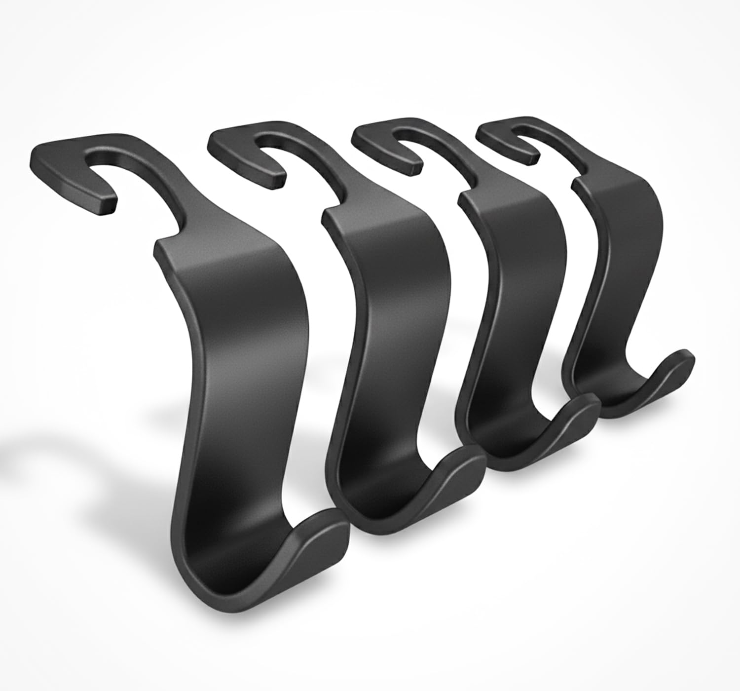 KBS Car Backseat Headrest Hook | Hanger Universal Durable Organiser Space Saver for Handbag, Wallets, Grocery Bags (Black, Pack of 4)