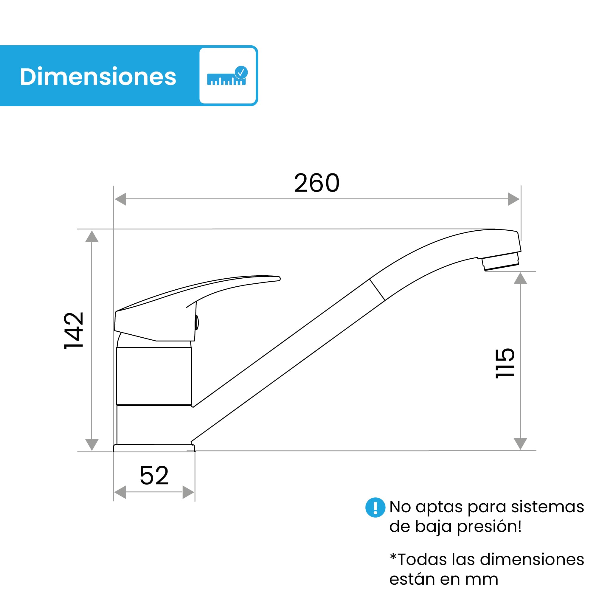 Bächlein Grifo de Cocina Giratorio 360 Grados (Cromo)- Mezclador Monomando de Fregadero Cromado con Caño Giratorio 360°, Grifo Para la Cocina en Diseño Extra Sólido