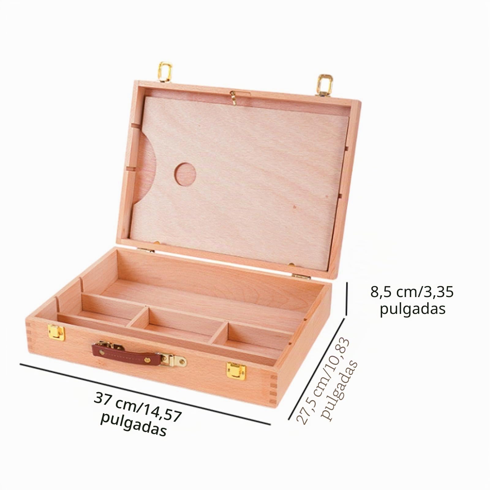 MagiDeal Caja para Suministros de Artista para Pintura Al Óleo Estuche Organizador Y Caja de Herramientas Portátil con Paleta Y Divisiones Adecuado para Viaje, M
