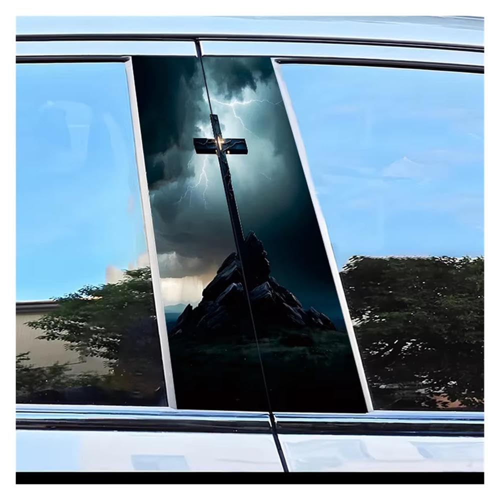 Decorative Items 2 PCS Car Door Post Decals Cross Polyethylene Protective Film