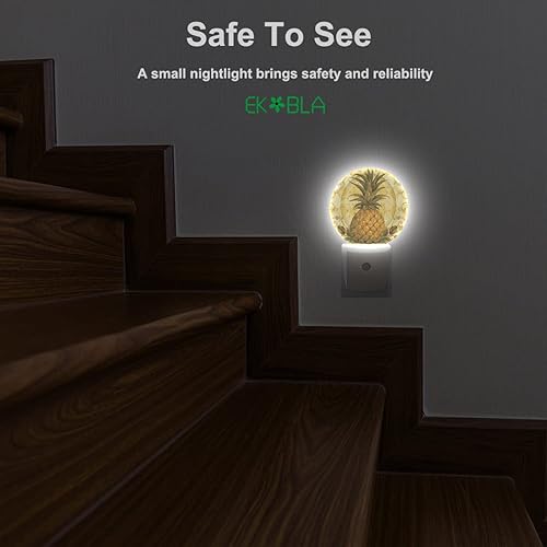 Miniatura 5 de EKOBLA Luz nocturna de piña bohemia para verano, lindo patrón de frutas, luces nocturnas enchufables a la pared con sensor de luz inteligente para