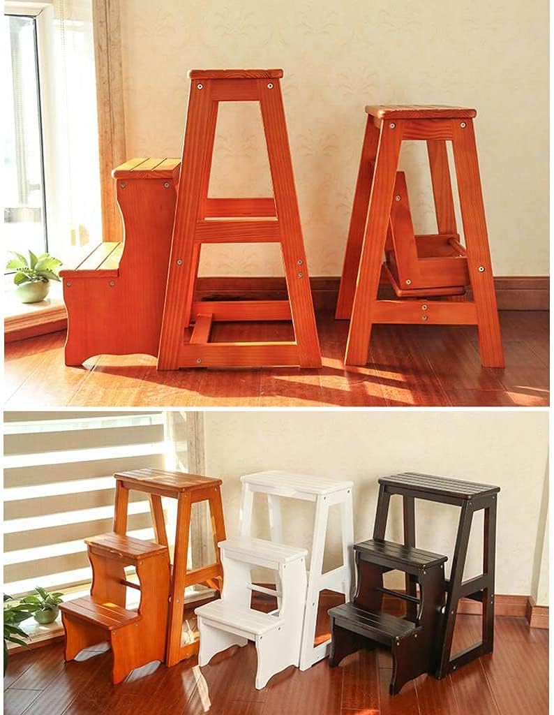 Step Stool for Toddlers Kitchen Step Stools Step Stool Wood Folding 3 Tier Ladder Chair Standing Shelf Units Foldable Library Ladder Chair 300 lb Capacity