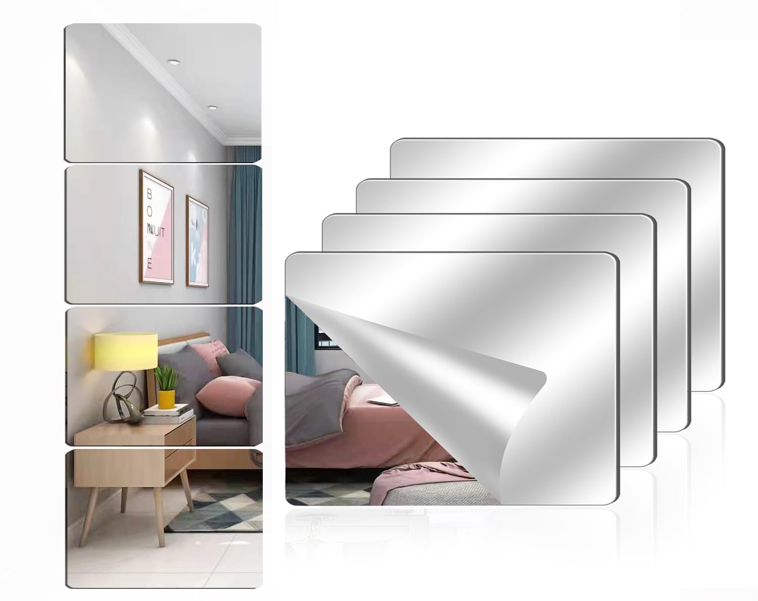 VPICKEVYS Acrylic Wall Mirror Full Length,12 x 16 Inch Self Adhesive Frameless Small Mirror Tiles, Flexible Plastic Mirror Sheets for Bedroom Home Gym Door (12"x16")