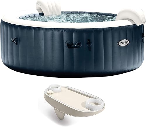 Intex PureSpa Plus - Bañera de hidromasaje inflable portátil y duradera para 6 personas, con tableta y accesorio para bandeja de teléfono celular,