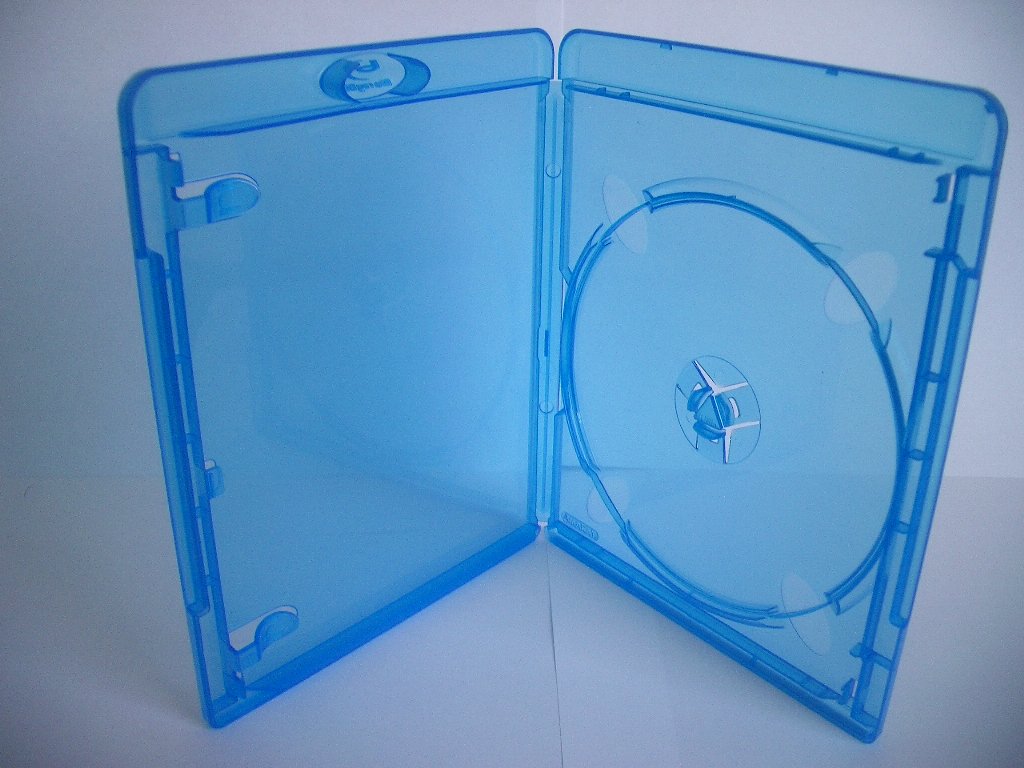 Amaray Boitiers Blu-ray, Slim 11 mm, Machine-pack-quality, Transparent, Bleu, 50 pièces