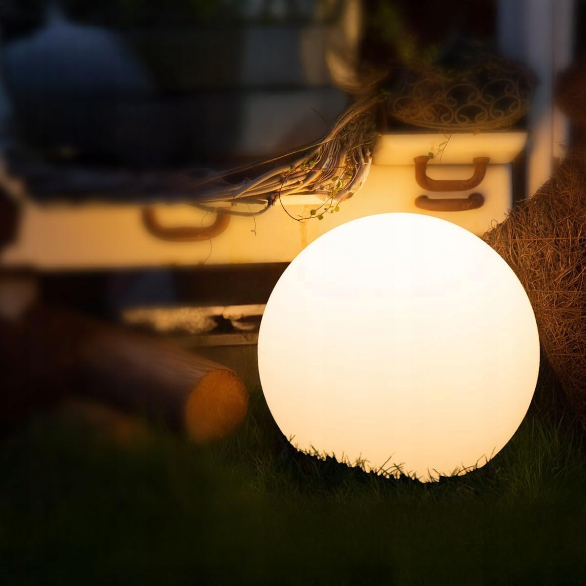 Kugelleuchte für Garten IP65-50 cm Kugel Außenleuchte Optik - E27 230V - winterfest - Erdspieße, austauschbare Lichtquelle, Weg- und Gartenbeleuchtung (Ø 50 cm)