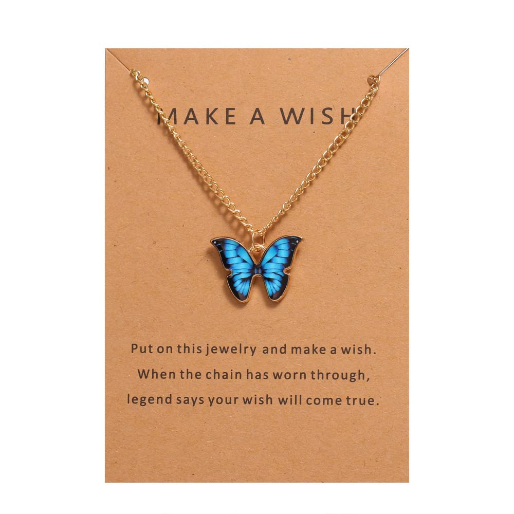 Trendy Fashion Butterfly Make a Wish Card Fashion Necklace Chain for Women & Girls (B0B53LWRPW) Amazon Price History, Amazon Price Tracker