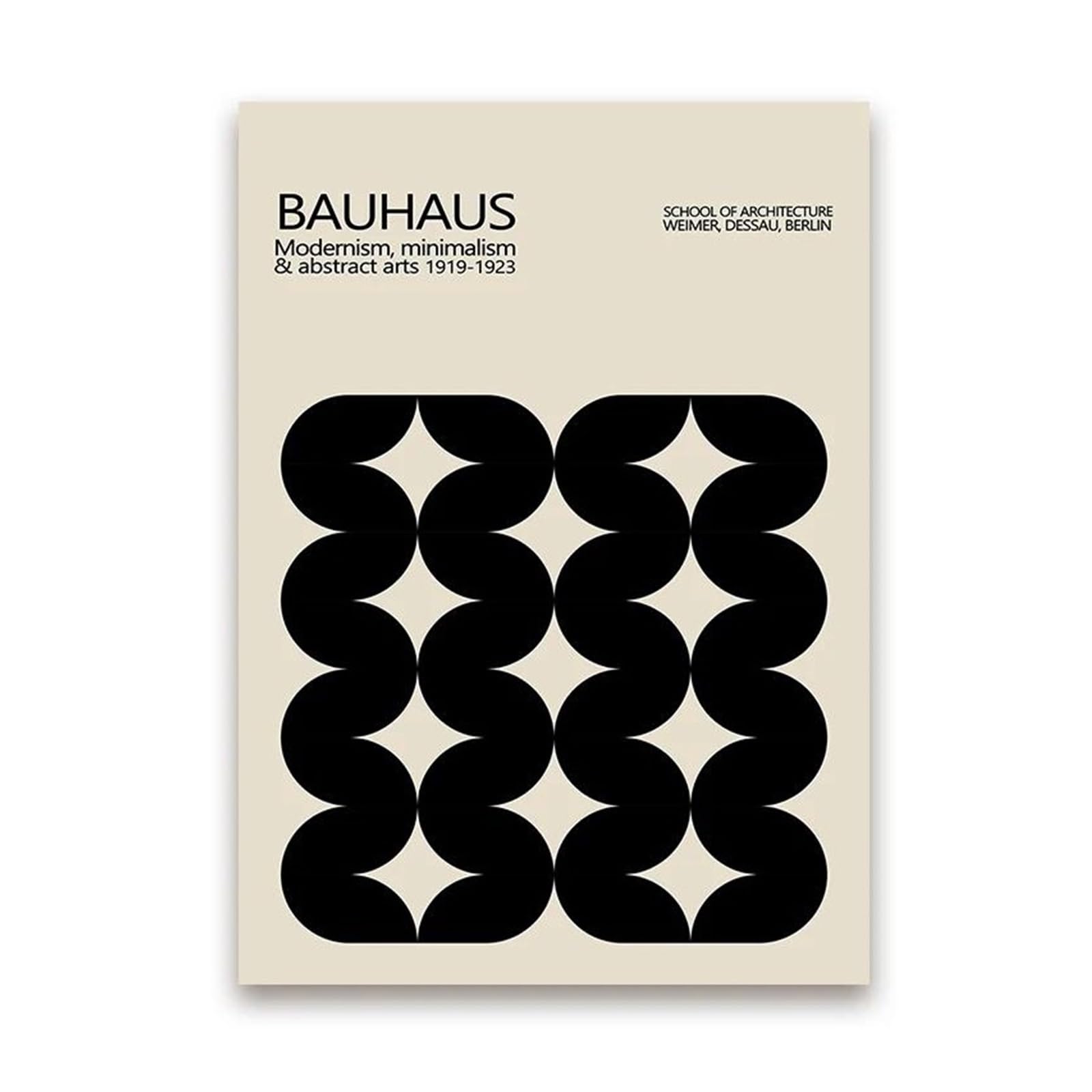 Cuadro sobre lienzo Bauhaus XENITE en blanco y negro, póster de 30x40cm para decoración
