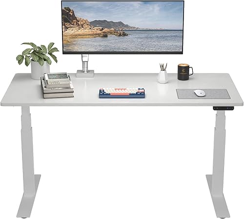 Miniatura 8 de Escritorio universal de madera maciza de una sola pieza de 48 x 24 pulgadas para estar de pie y sentarse (blanco)