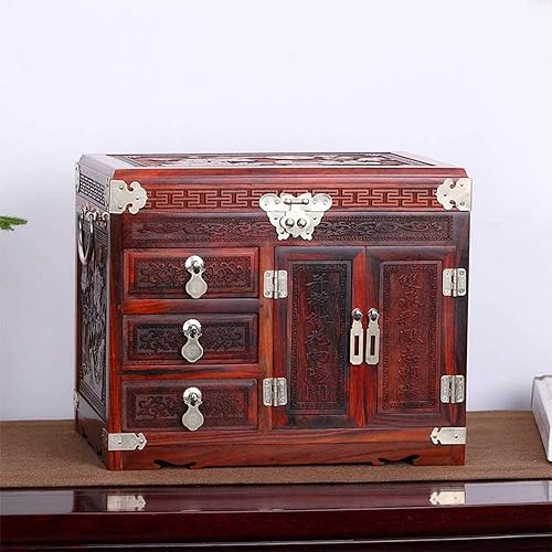 Miniatura 4 de Joyero organizador de joyas, joyero de madera, caja de almacenamiento de joyería antigua, joyería hecha a mano, gran capacidad, decoración de