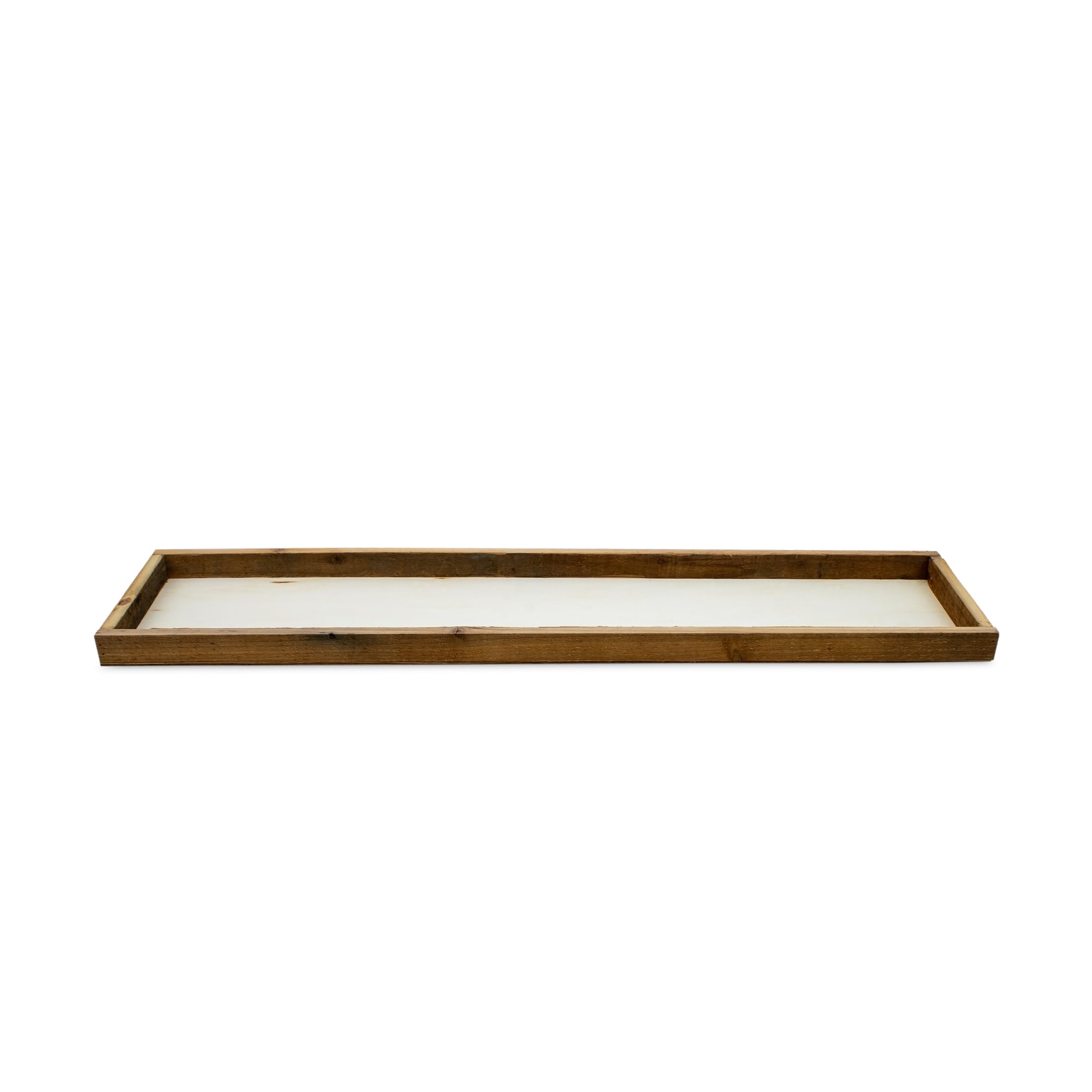 Holz Deko Tablett rechteckig - 80 x 18 cm - Kerzentablett mit Rand rustikal - Advents Kerzen Tablett Tischdeko
