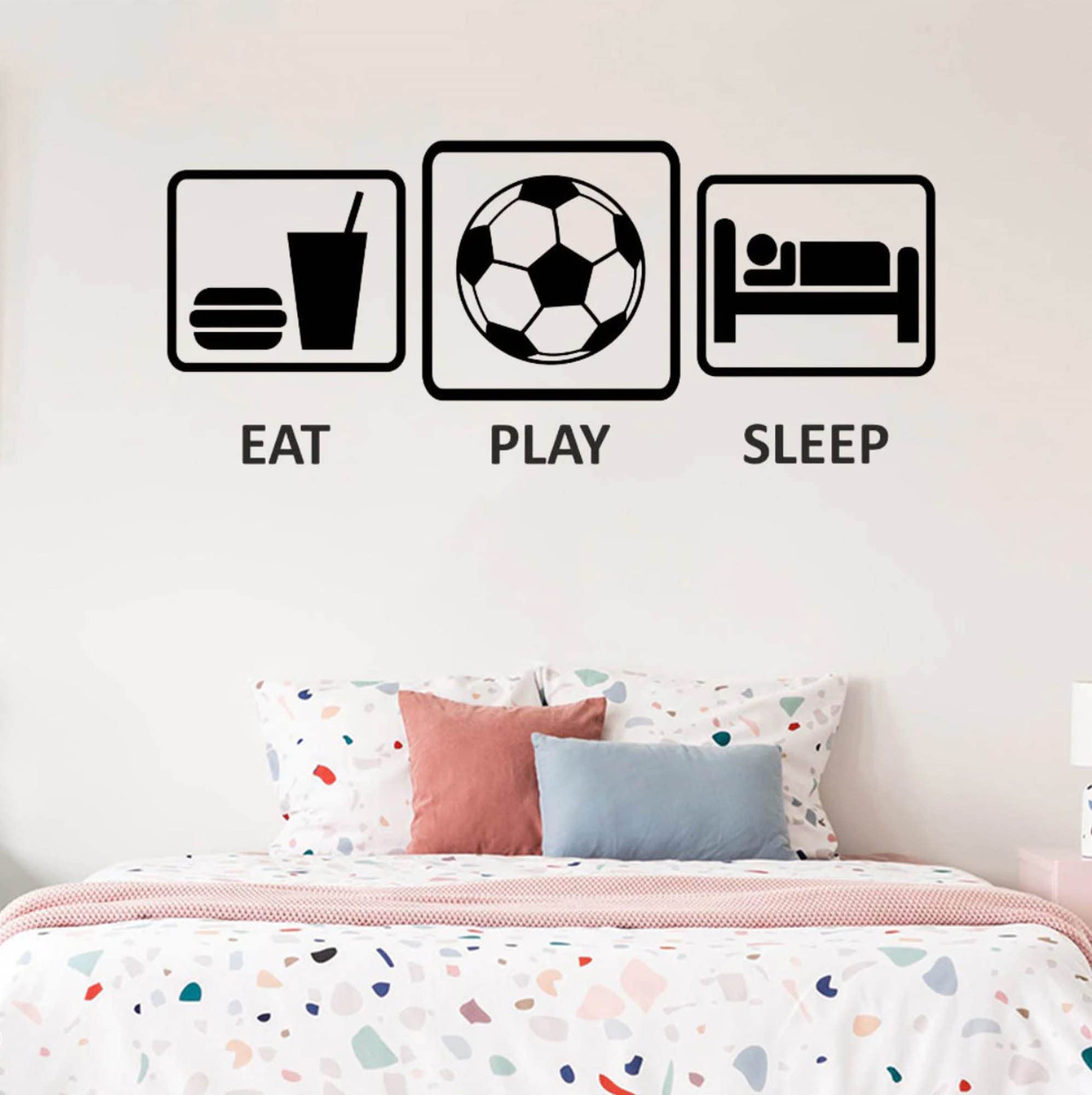 Artcraftuk Boys 3Pc Stickers Eat Play Sleep Wall Sticker Gaming Gamer Wall Decals Vinyl Art Room Decor Bedroom Sticker Removable Wall Poster