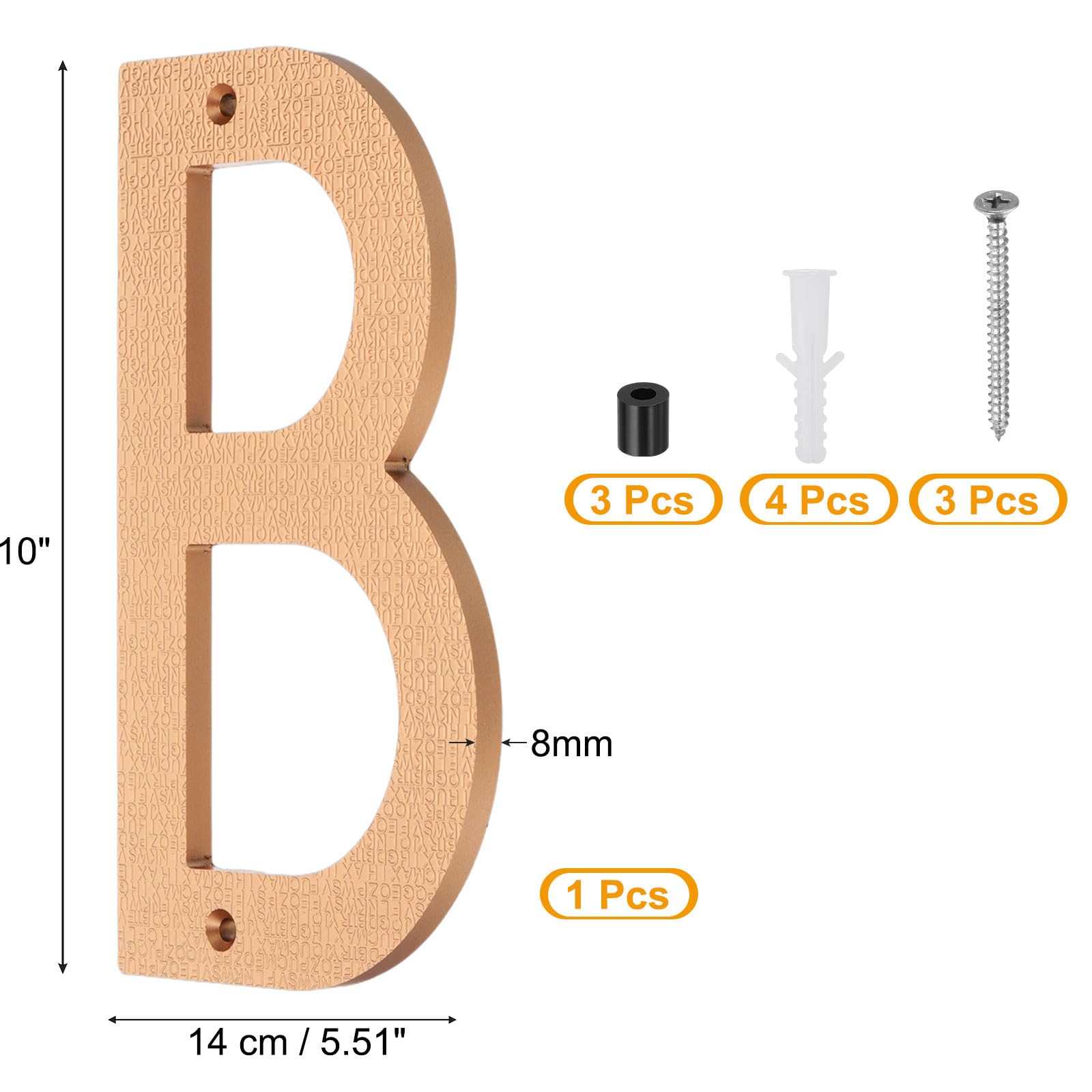 PATIKIL 10 Inch House Number, House Address Numbers Sign Large Floating Modern with Screws for Outside Door Wall Street Gold, B - Image 2
