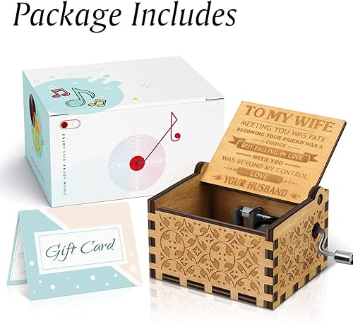 Miniatura 6 de Caja de música de manivela grabada, caja de música