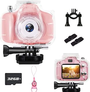 BKMLSR Kids Video Camera Waterproof 1080P HD 12MP Digital Children Action Cameras Toddler Camcorder with 32GB Card for 3-1...